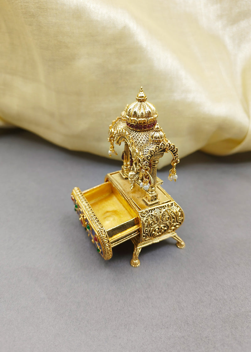 Ganesh Temple Design Gold Plated Meenakari Sindoor Box / Kumkum Box