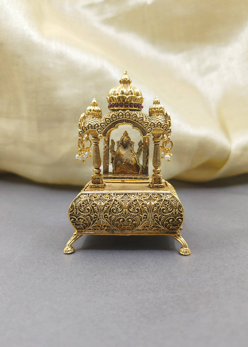 Ganesh Temple Design Gold Plated Meenakari Sindoor Box / Kumkum Box