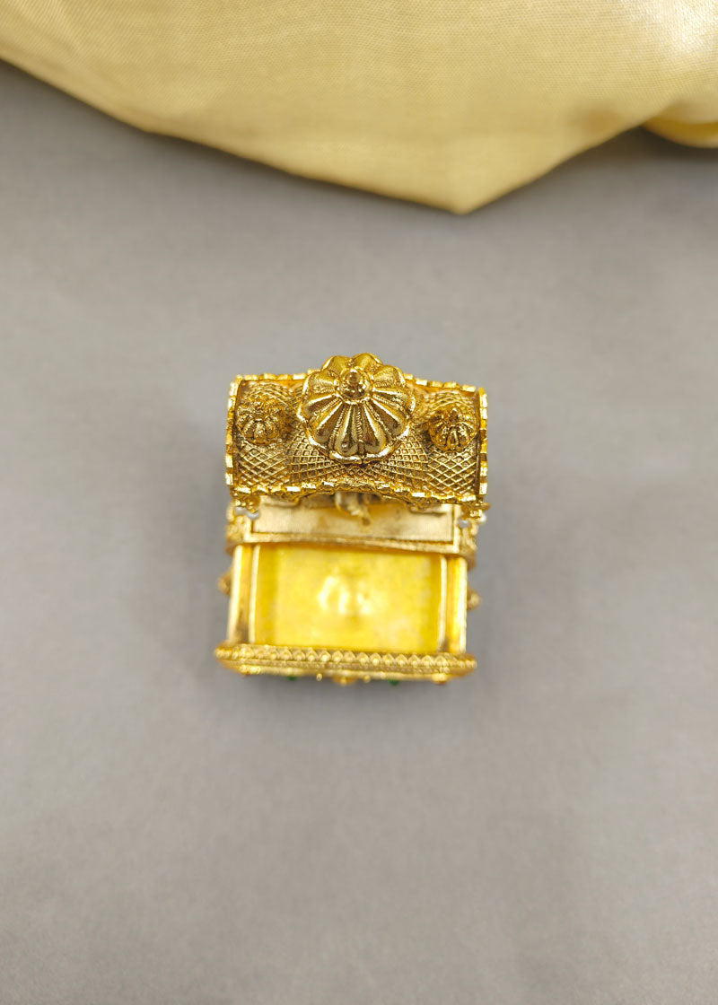 Ganesh Temple Design Gold Plated Meenakari Sindoor Box / Kumkum Box