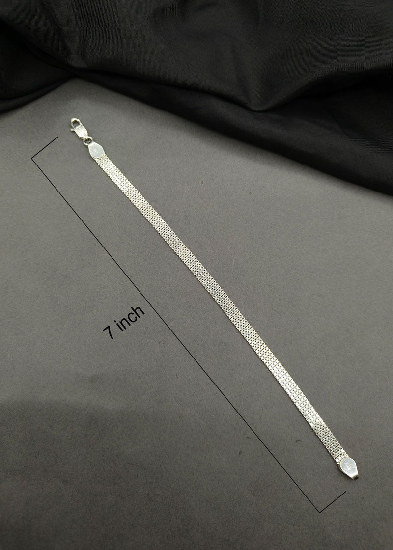 92.5 Sterling Silver Stylish Men Flat Loose Bracelet
