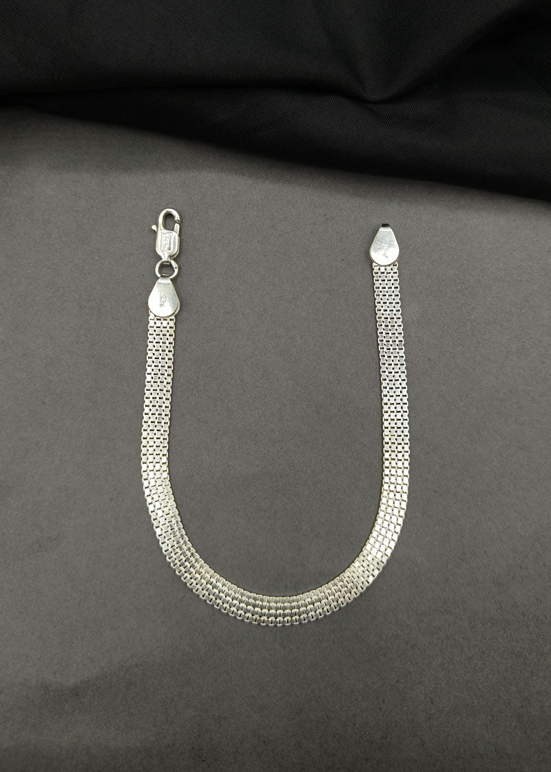 92.5 Sterling Silver Stylish Men Flat Loose Bracelet