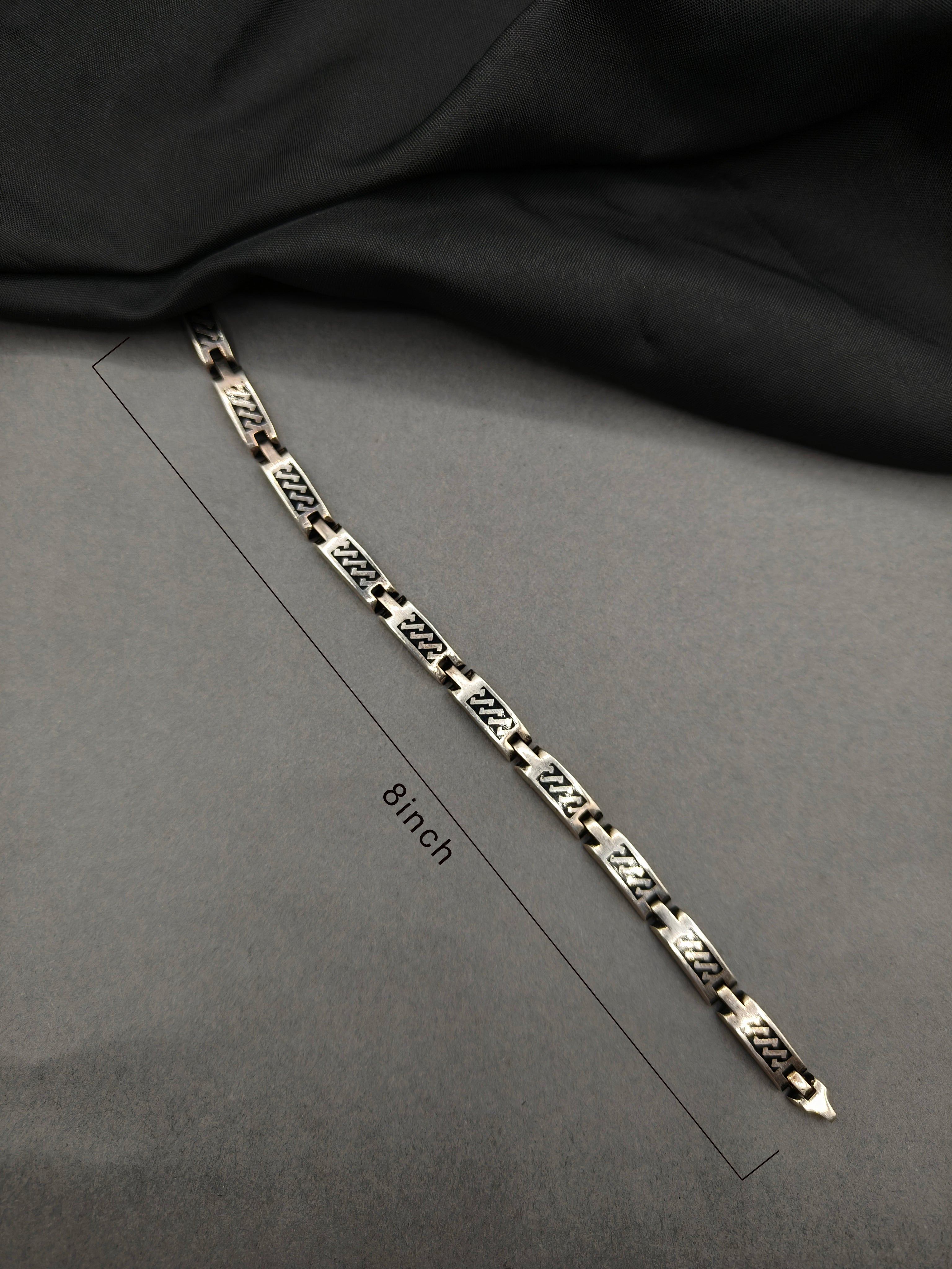 92.5 Sterling Silver Designer Black Loose Bracelet For Men