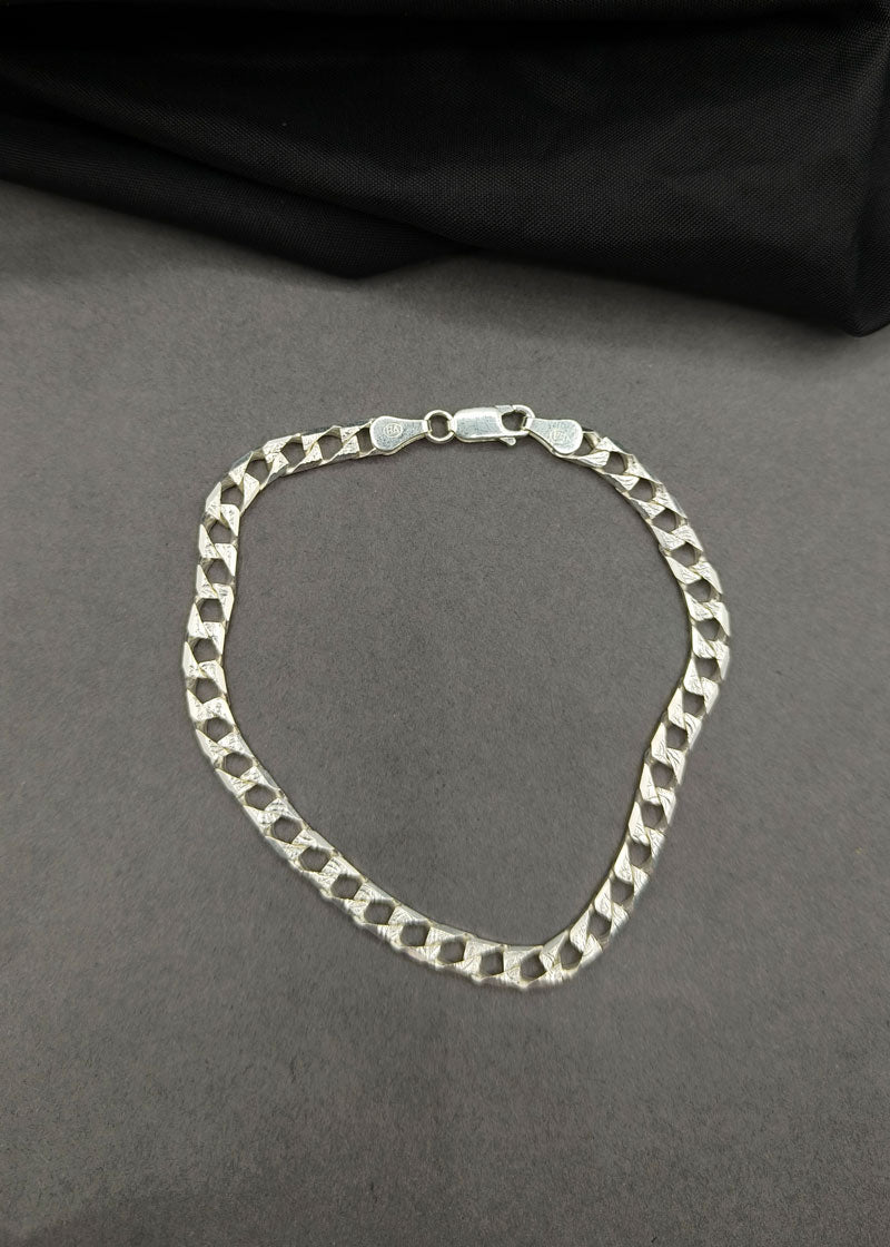 92.5 Sterling Silver Fashionable Casual Style Loose Bracelet For Men / Boys