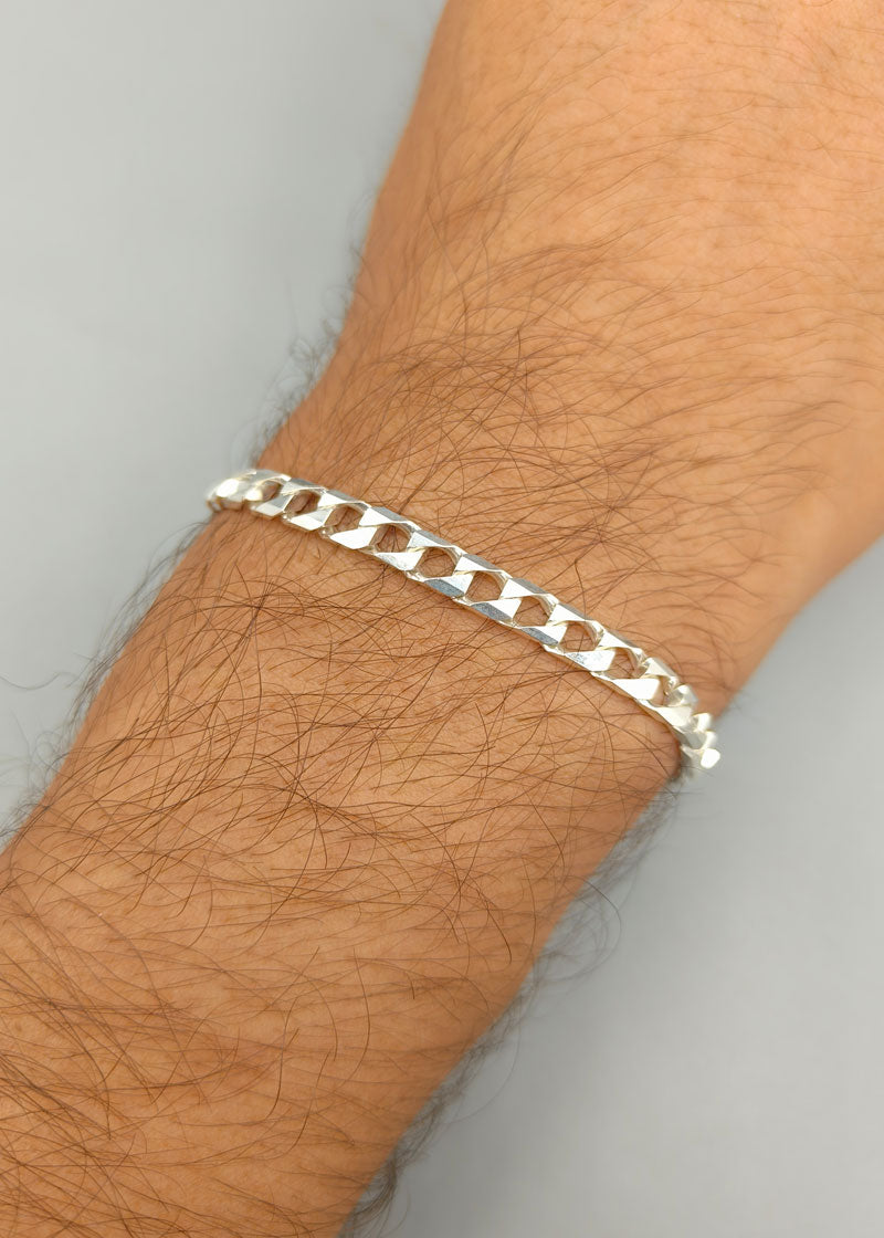 92.5 Sterling Silver Fashionable Casual Style Loose Bracelet For Men / Boys