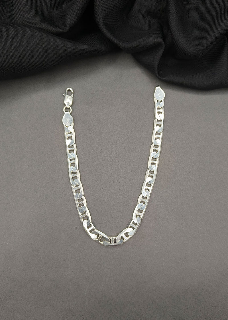 92.5 Sterling Silver Broad Link Men Bracelet