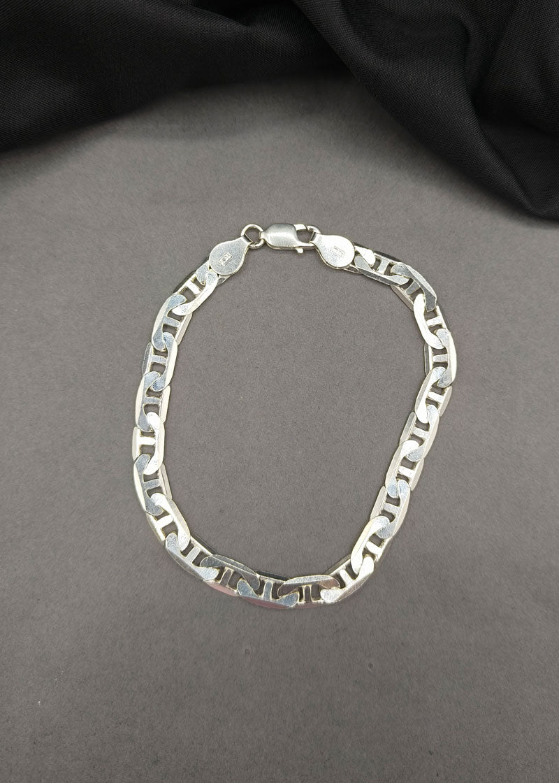 92.5 Sterling Silver Broad Link Men Bracelet