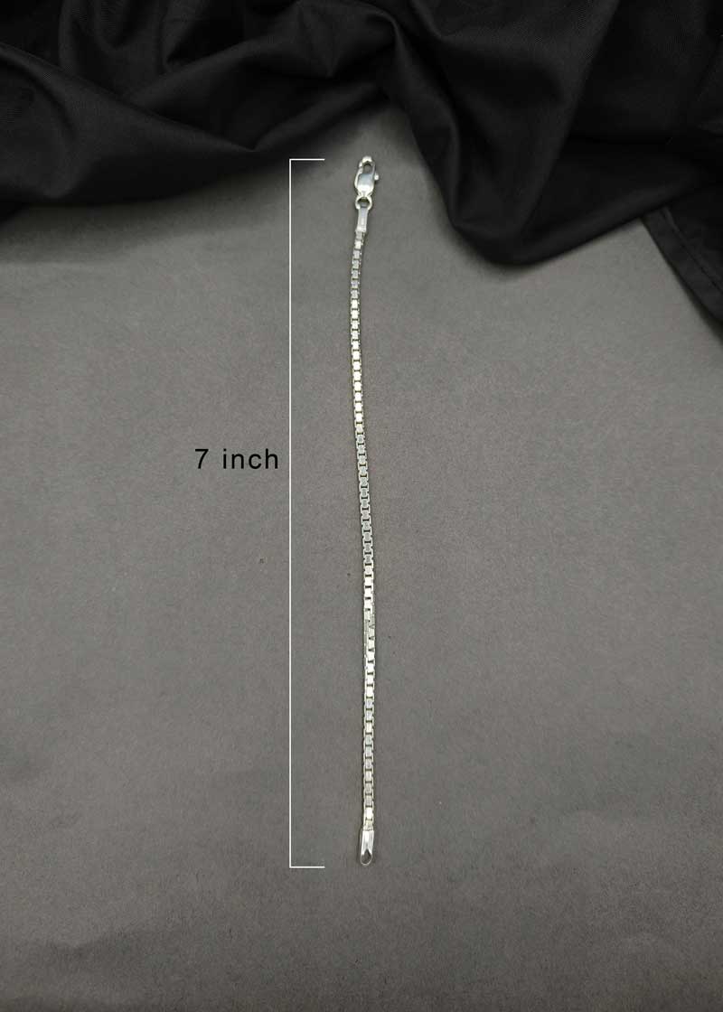 92.5 Sterling Silver Box Chain Style Men Loose Bracelet