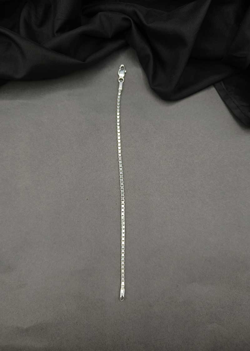92.5 Sterling Silver Box Chain Style Men Loose Bracelet