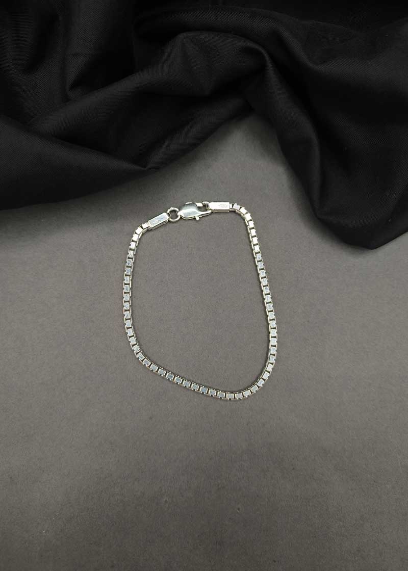 92.5 Sterling Silver Box Chain Style Men Loose Bracelet