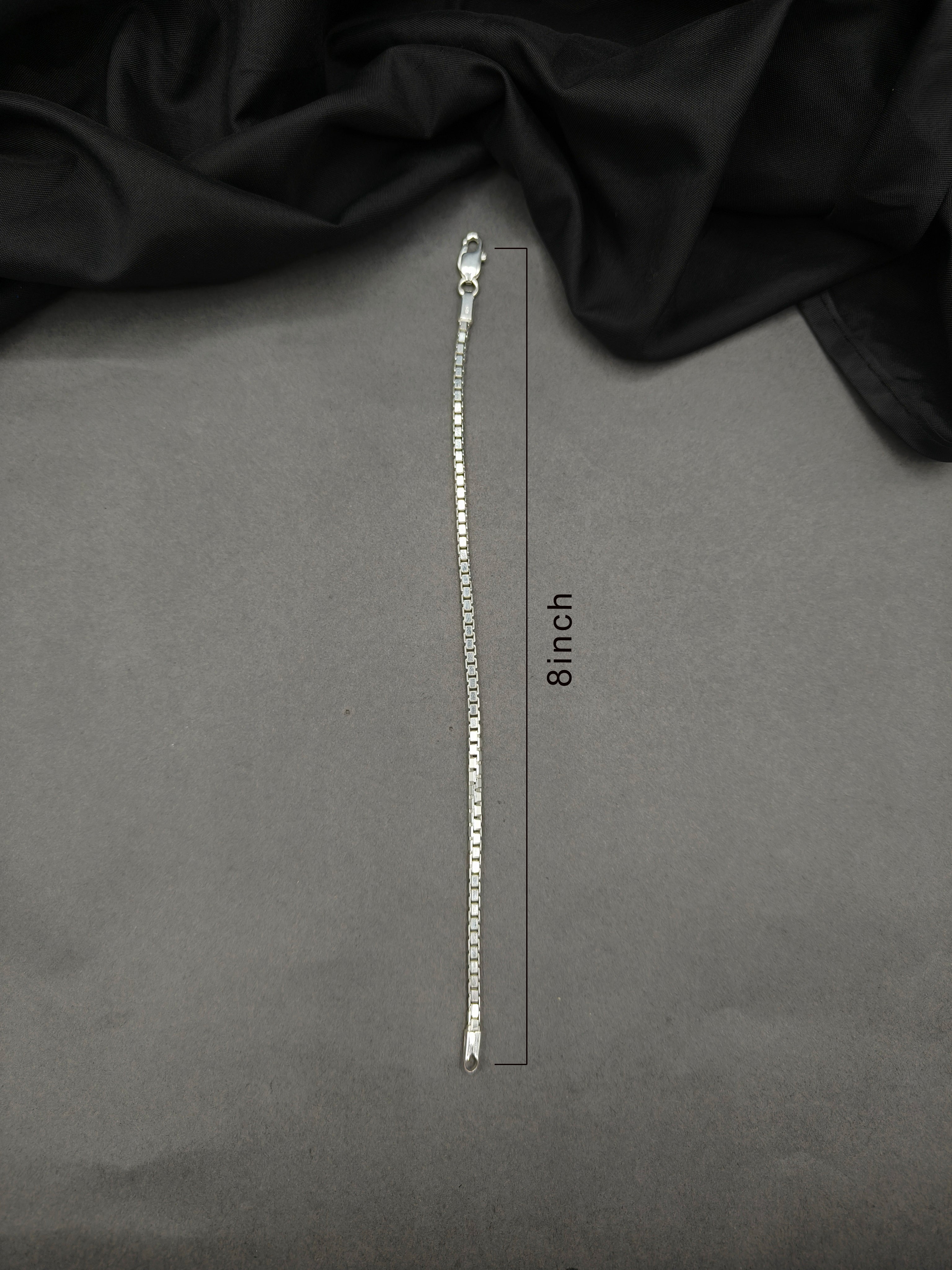 92.5 Sterling Silver Box Chain Style Men Loose Bracelet
