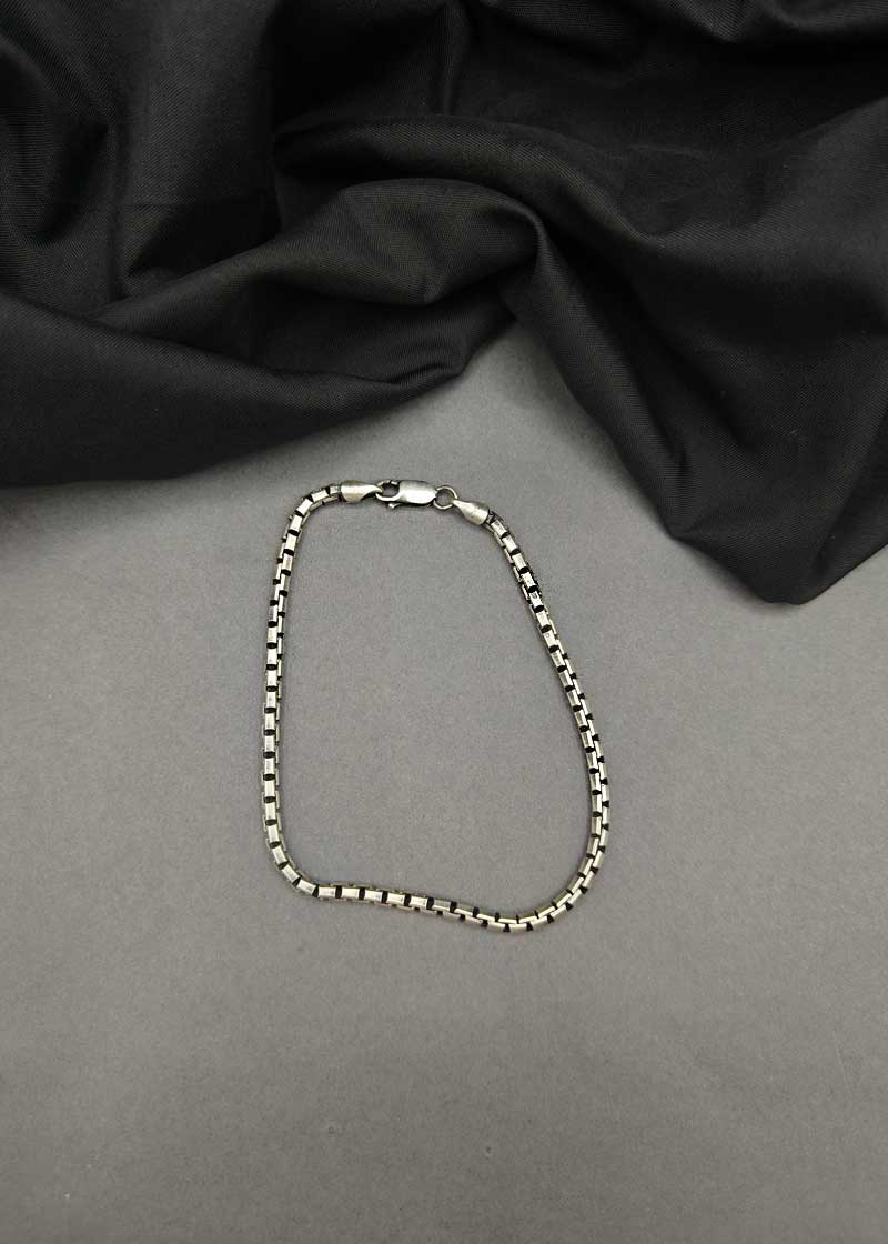 92.5 Sterling Silver Oxidized Men / Boys Flat Loose Bracelet