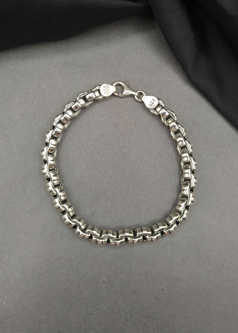 92.5 Sterling Silver Box Style Loose Men / Boys Bracelet