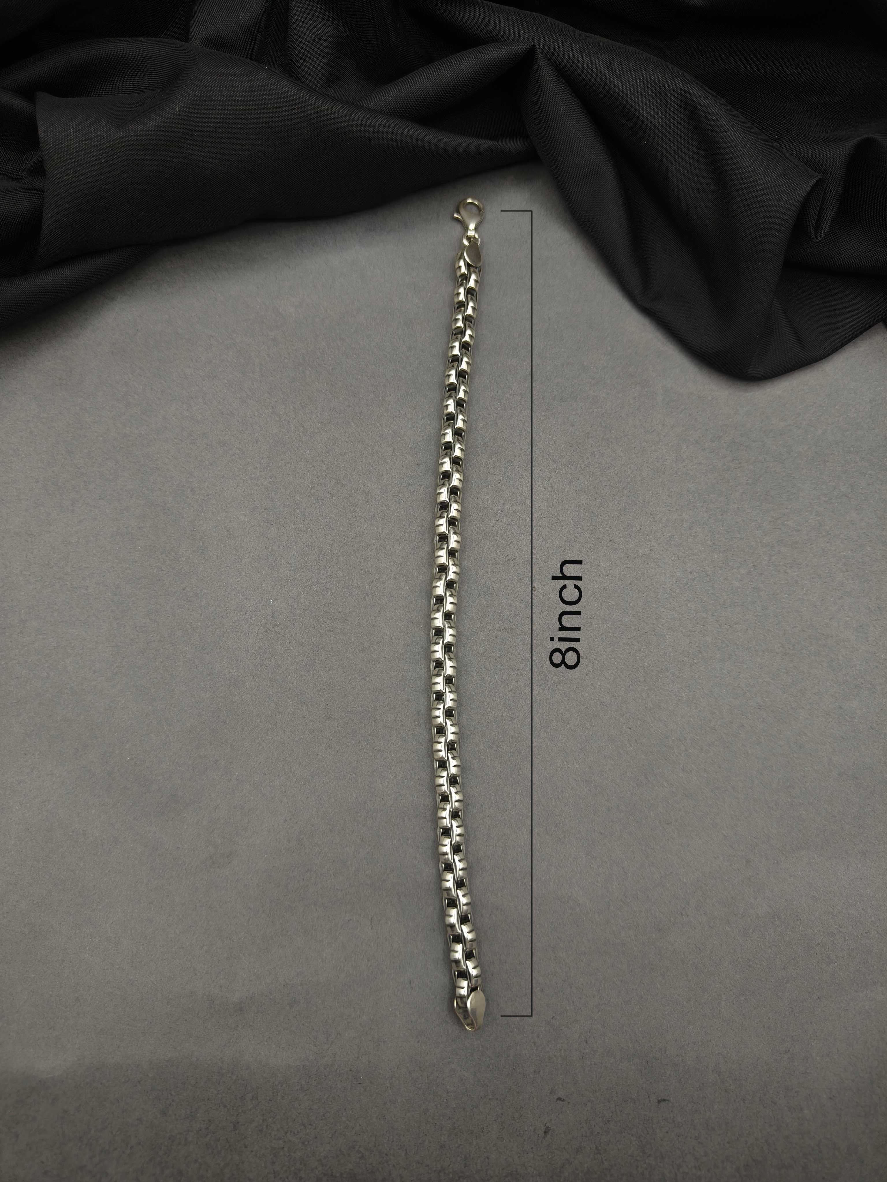 92.5 Sterling Silver Box Style Loose Men / Boys Bracelet