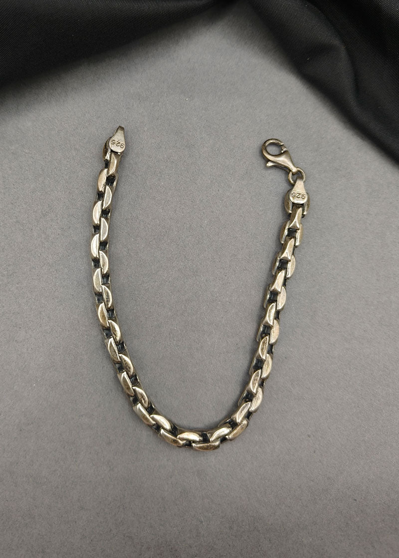 92.5 Sterling Silver Link Chain Oxidized Loose Bracelet For Men