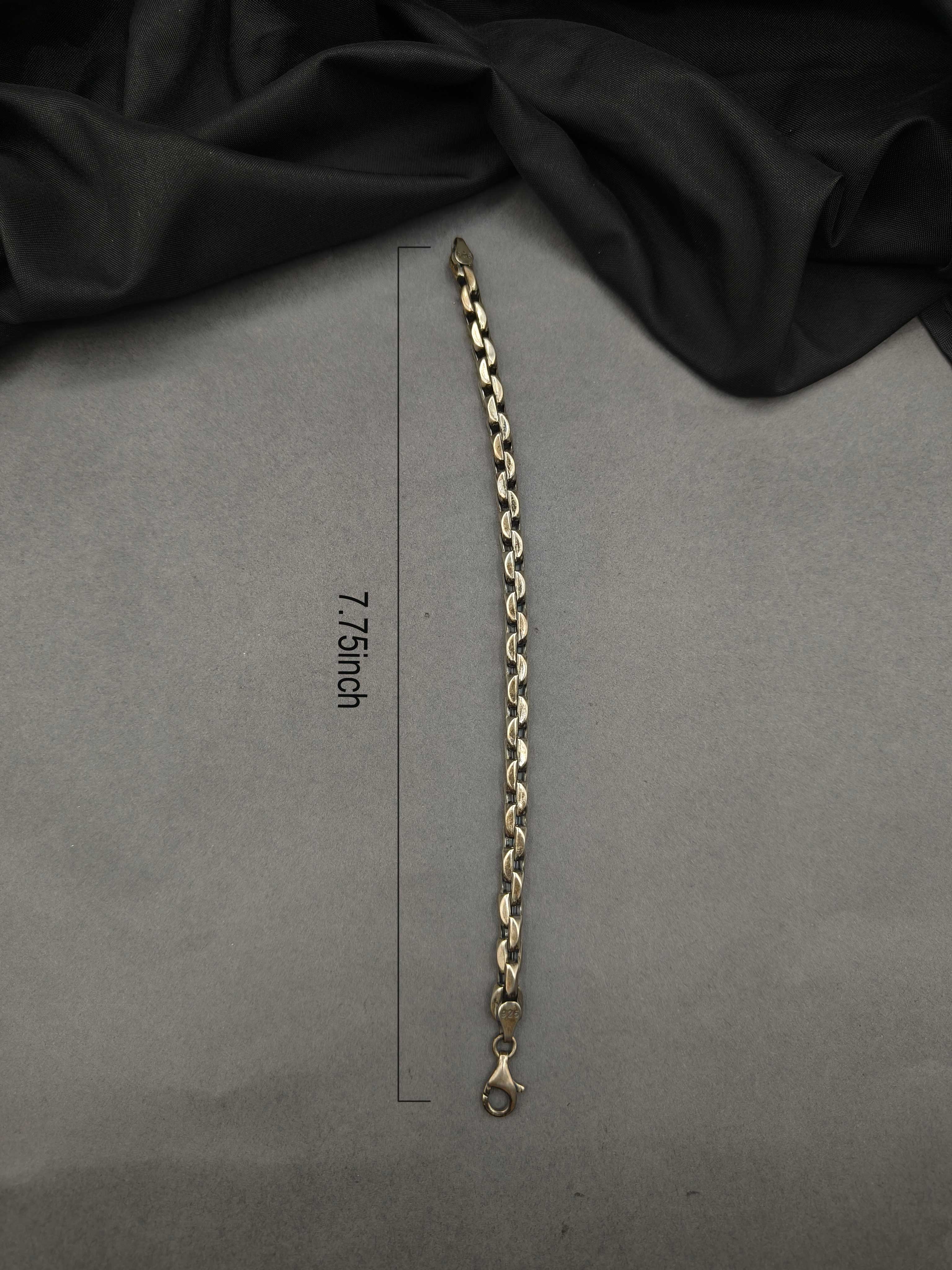 92.5 Sterling Silver Link Chain Oxidized Loose Bracelet For Men