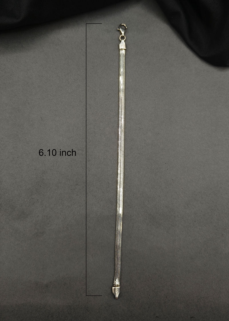 92.5 Sterling Silver Stylish Flat Loose Men Bracelet