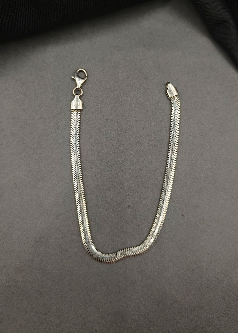 92.5 Sterling Silver Stylish Flat Loose Men Bracelet
