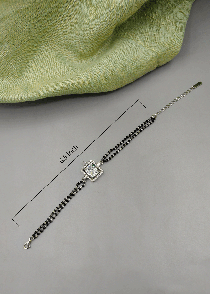 Double Layer Solitaire Silver Plated Mangalsutra Bracelet