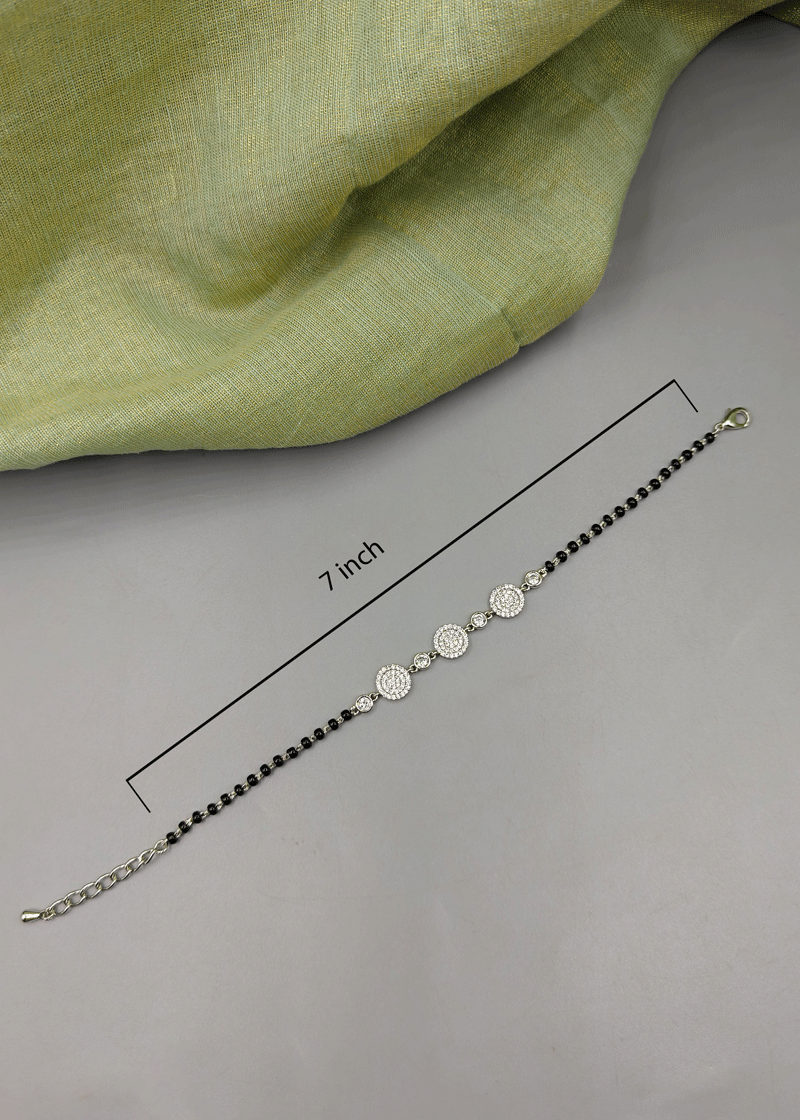 Round Trio & Diamond Silver Plated Mangalsutra Bracelet