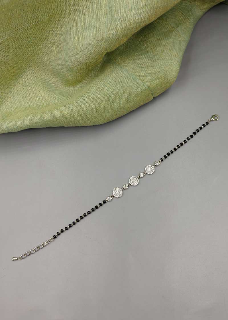 Round Trio & Diamond Silver Plated Mangalsutra Bracelet