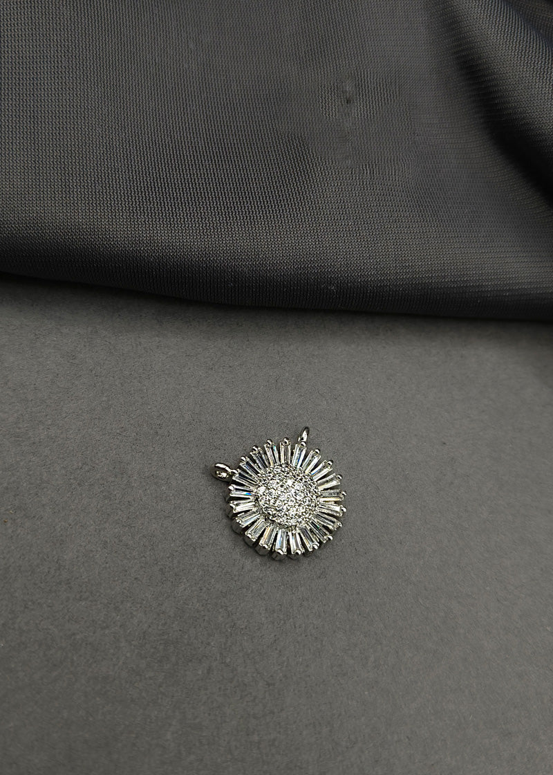 Dazzling Crystal Floral Cubic Zircon Round Pendant set