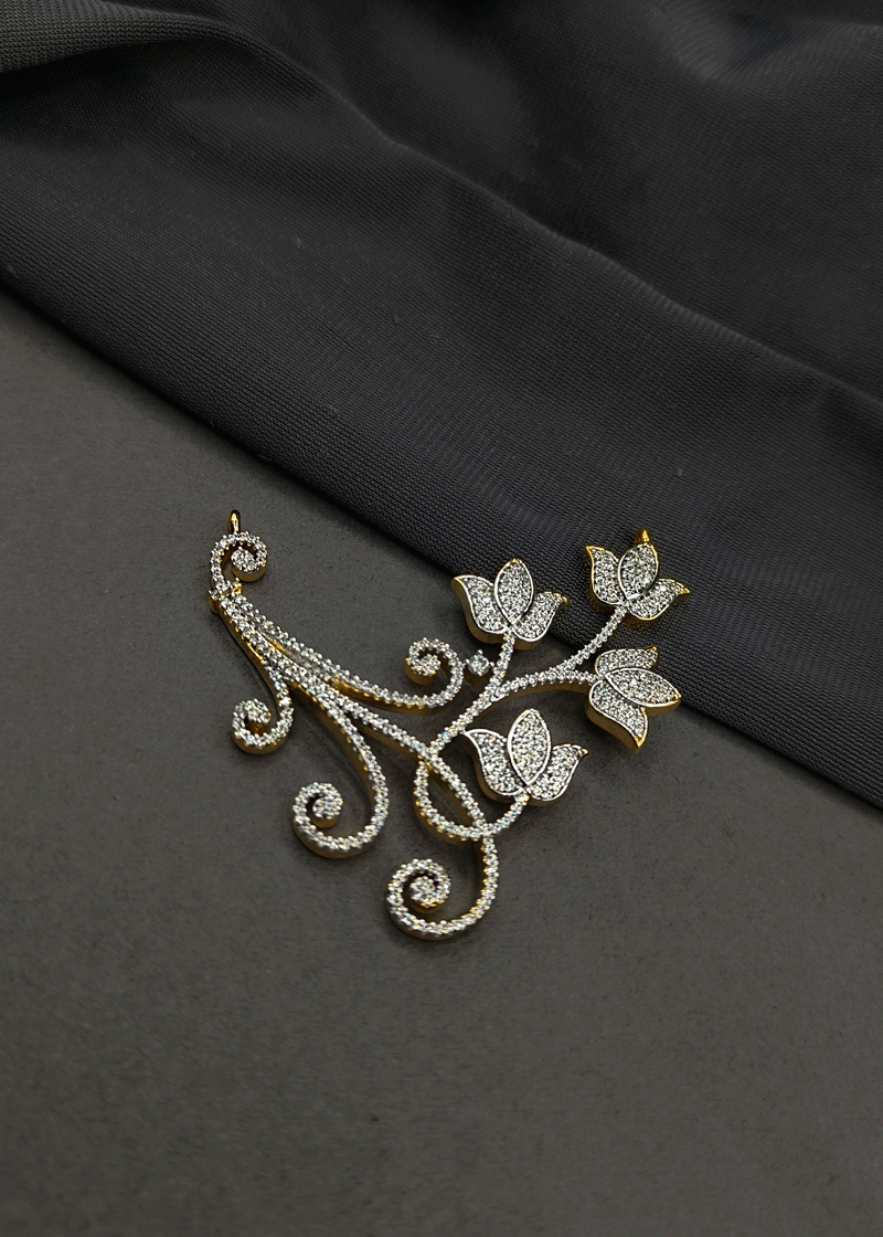Designer Lotus Shaped Cubic Zircon Mangalsutra Pendant set