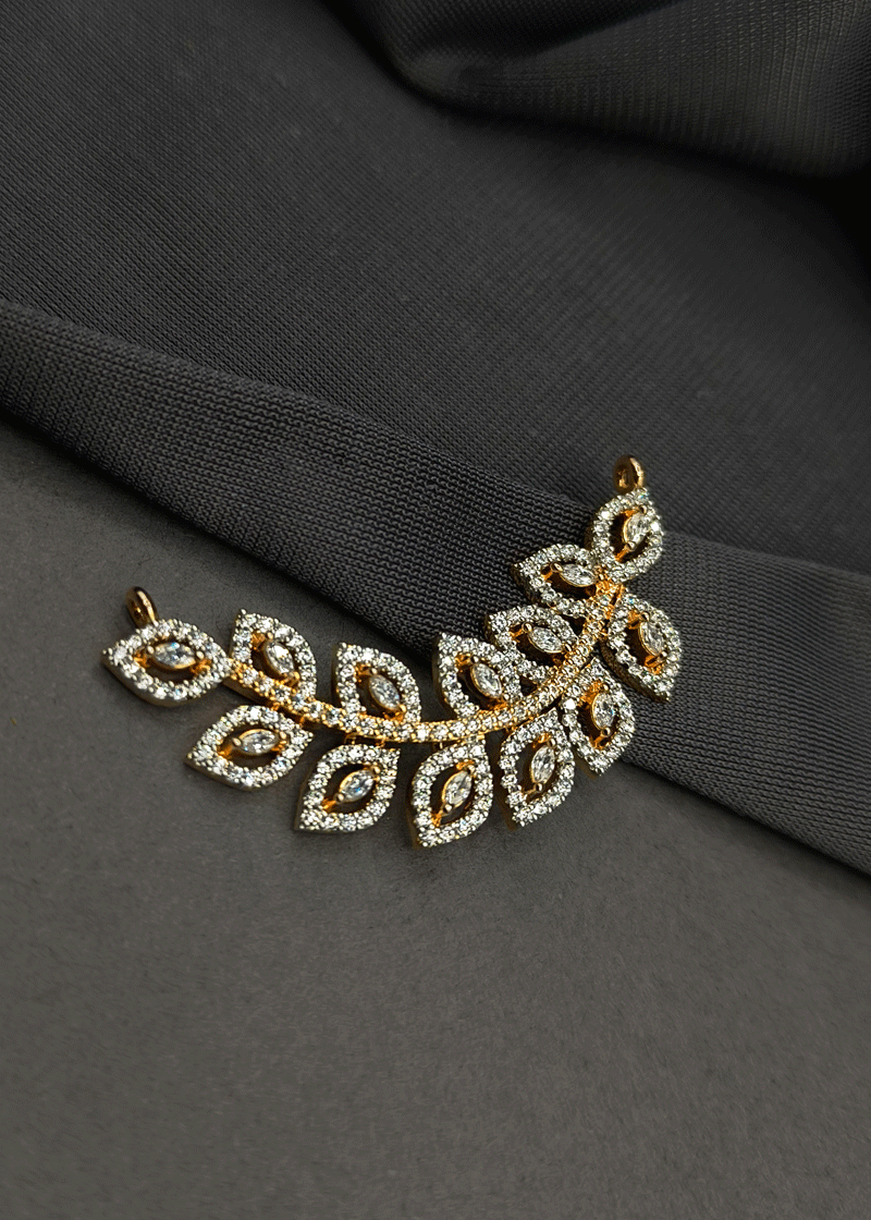 Stylish Leaf Design & Cubic Zircon Mangalsutra Pendant set