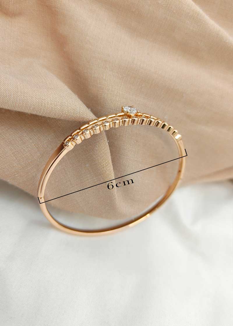 Cubic Zircon Designer 2 Layer Rose Gold Plated Women Kada Bracelet