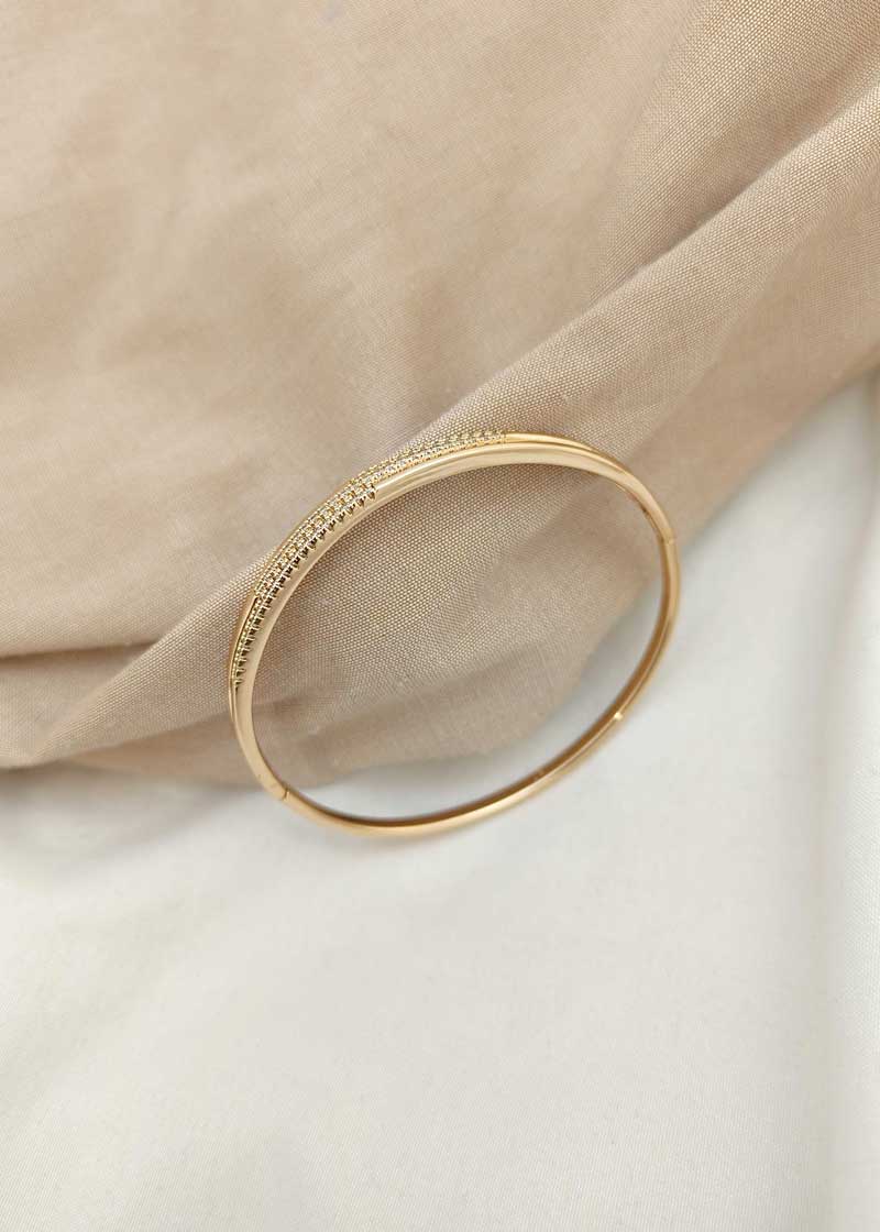 Gold Plated Finest Quality Cubic Zircon Openable Kada Bracelet