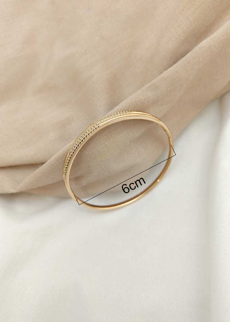 Gold Plated Finest Quality Cubic Zircon Openable Kada Bracelet