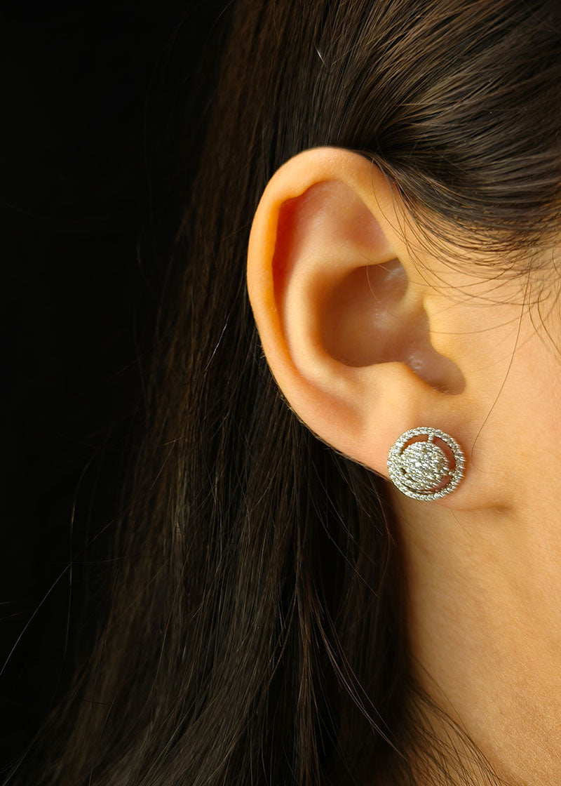 Cubic Zircon Round Shape Small Stud Earring