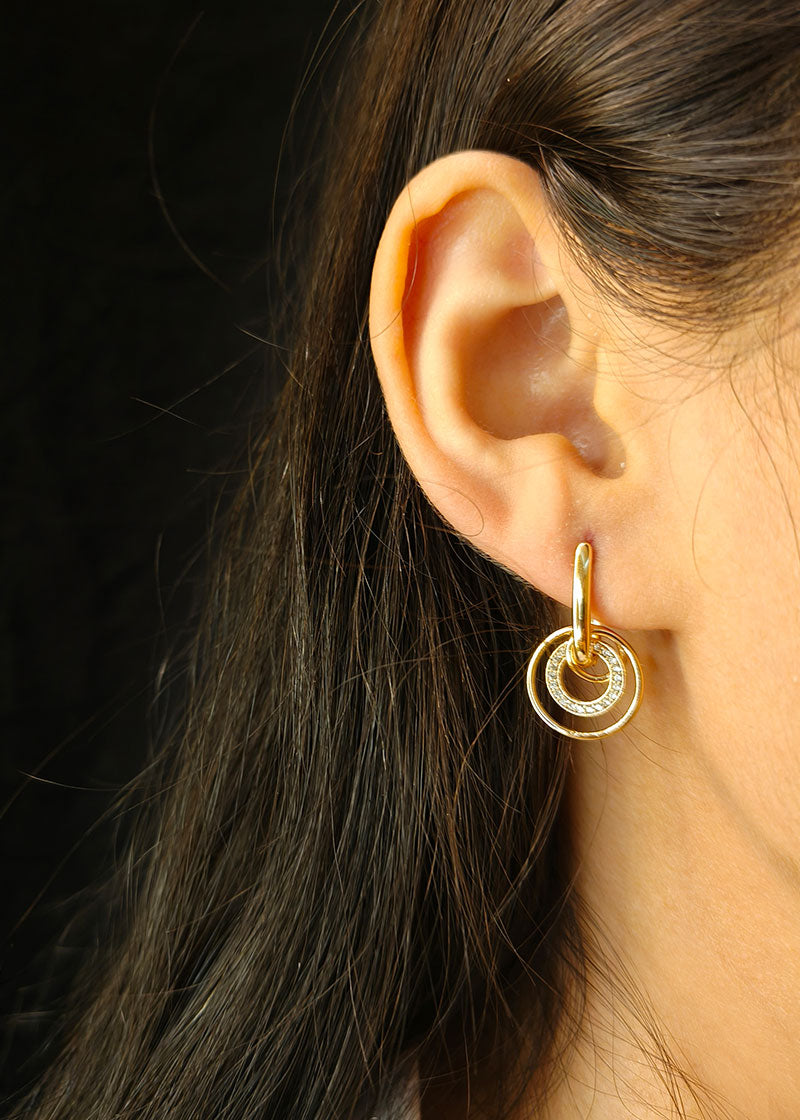 Gold Plated Cubic Zircon Detachable Bali Earring For Women