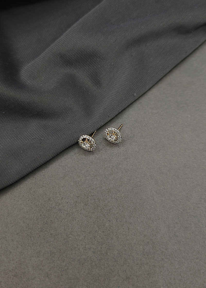 Cubic Zircon Gold-Silver Plated Tiny Round Studs Earrings For Women