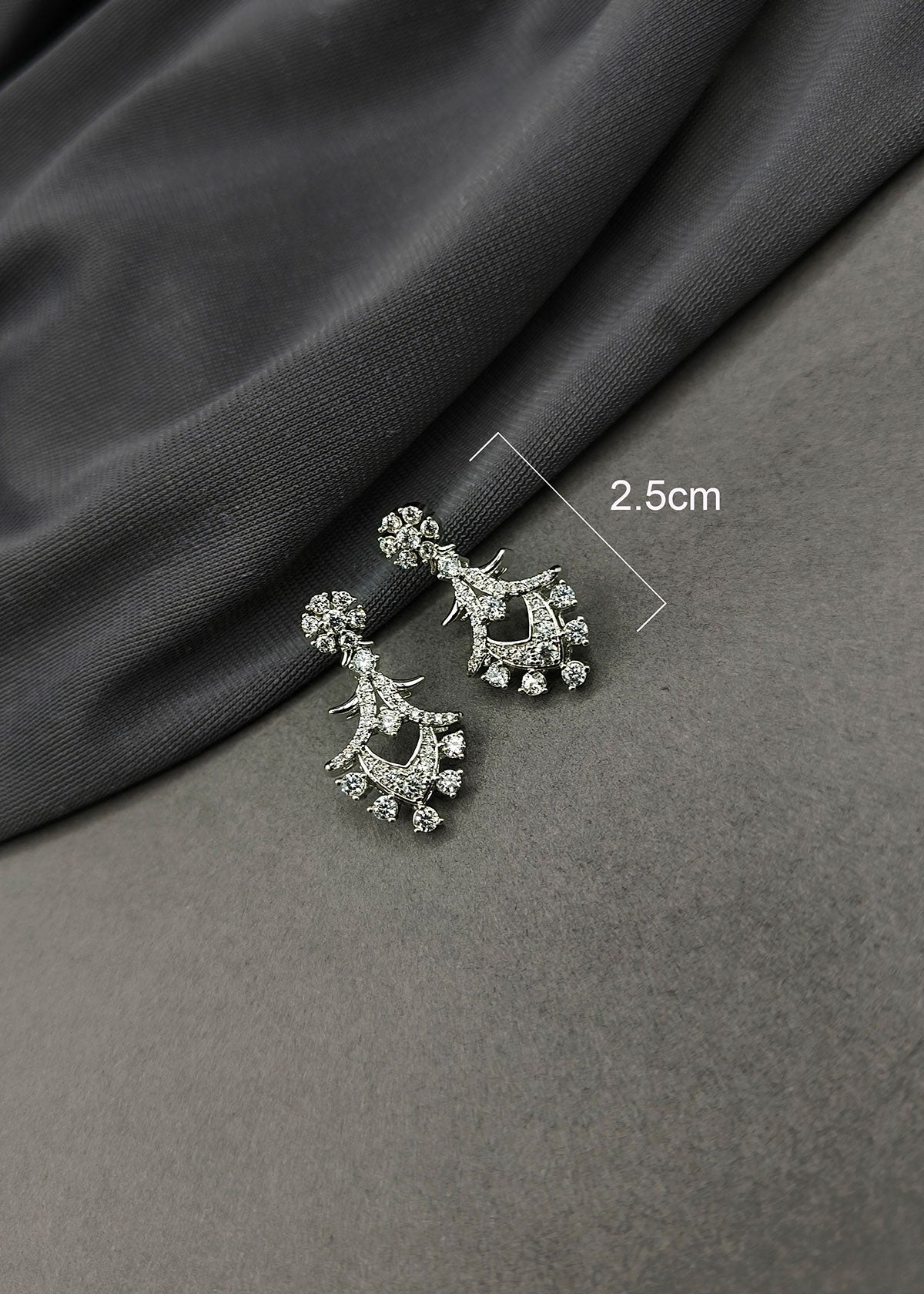 Shimmering Floral-Drop Cubic Zircon Silver-Plated Adjustable Short Necklace Set