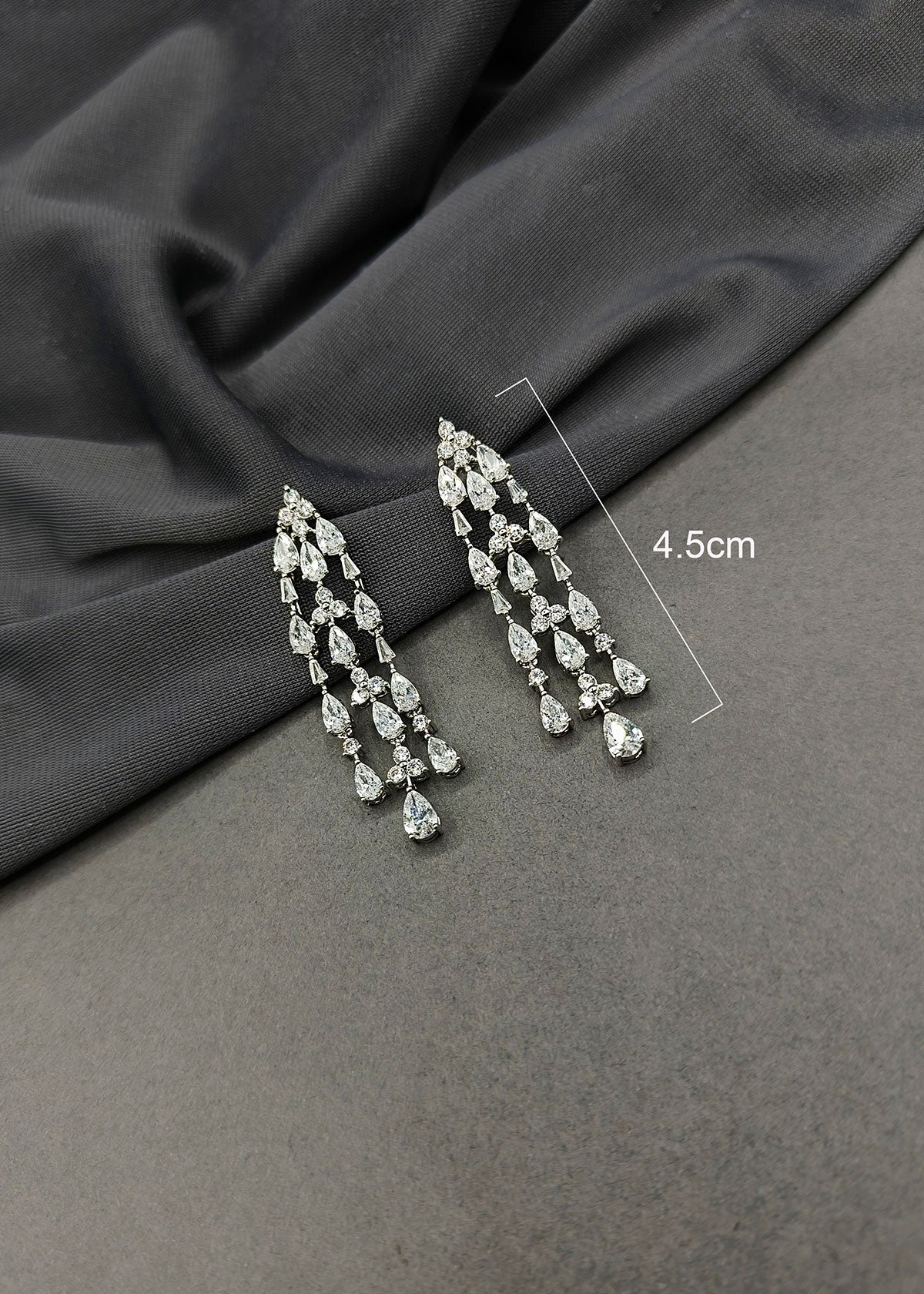 Elegant Teardrop Cubic Zircon Necklace Set With Long Earrings