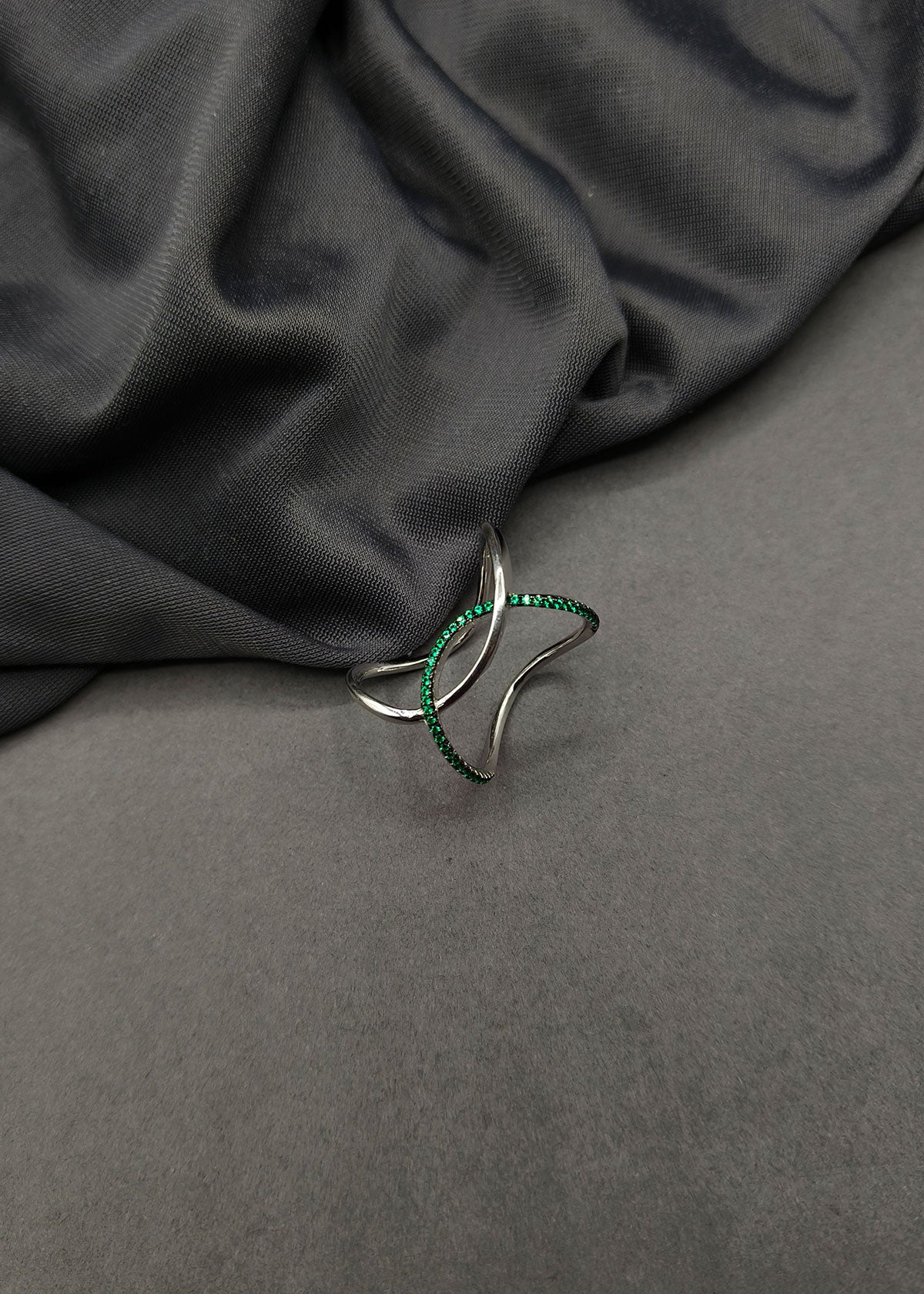 92.5 Sterling Silver Unique Designer Diamond Delicate Adjustable Women Finger Ring