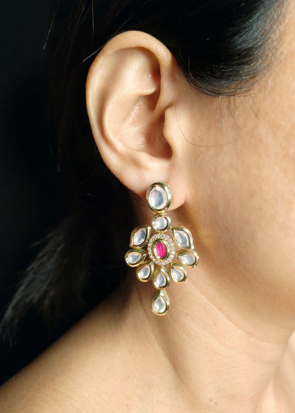Elegant Gold Plated Kundan Necklace Set
