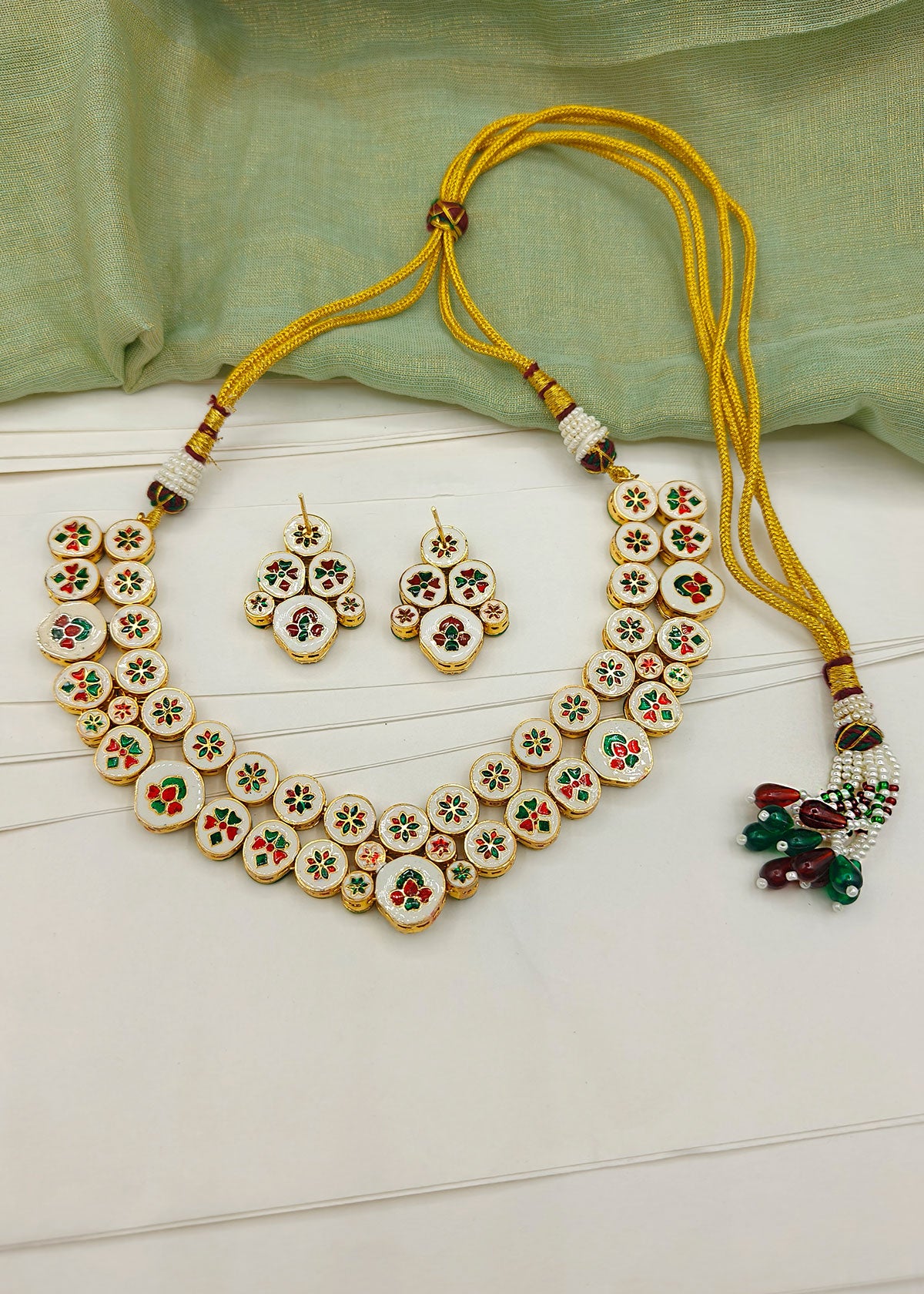 Royal Short Kundan With Ruby Accents Necklace Set