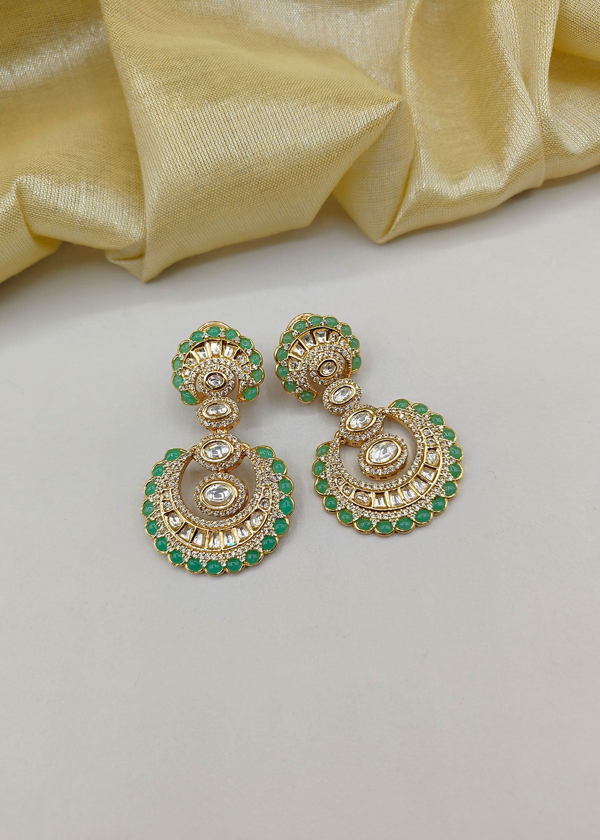 Kundan Gold Plated Traditional Big/ Long Colourful Chandbali Earrings