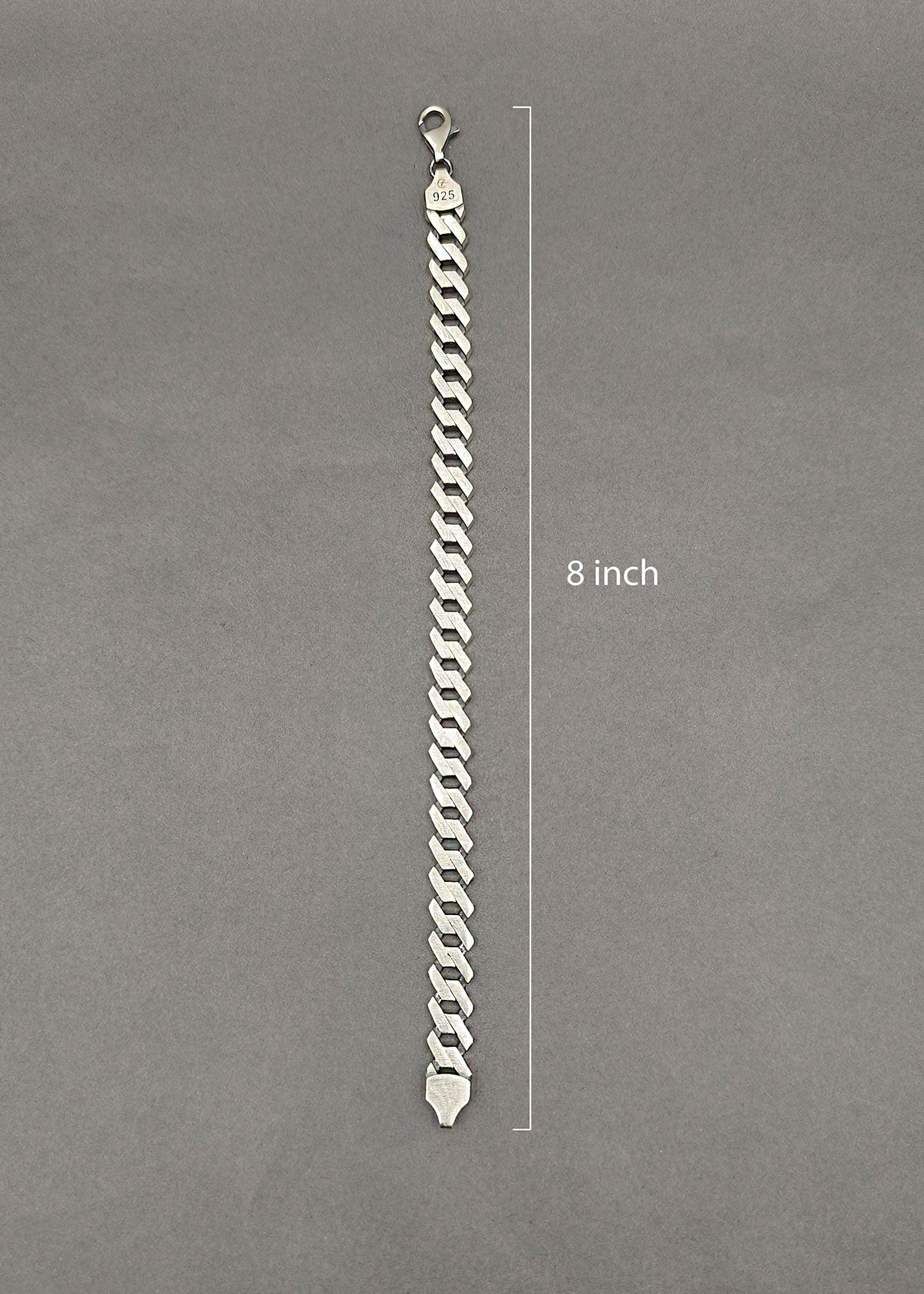 92.5 Oxidised Pure Silver Flat Cuban Link Men's Bracelet