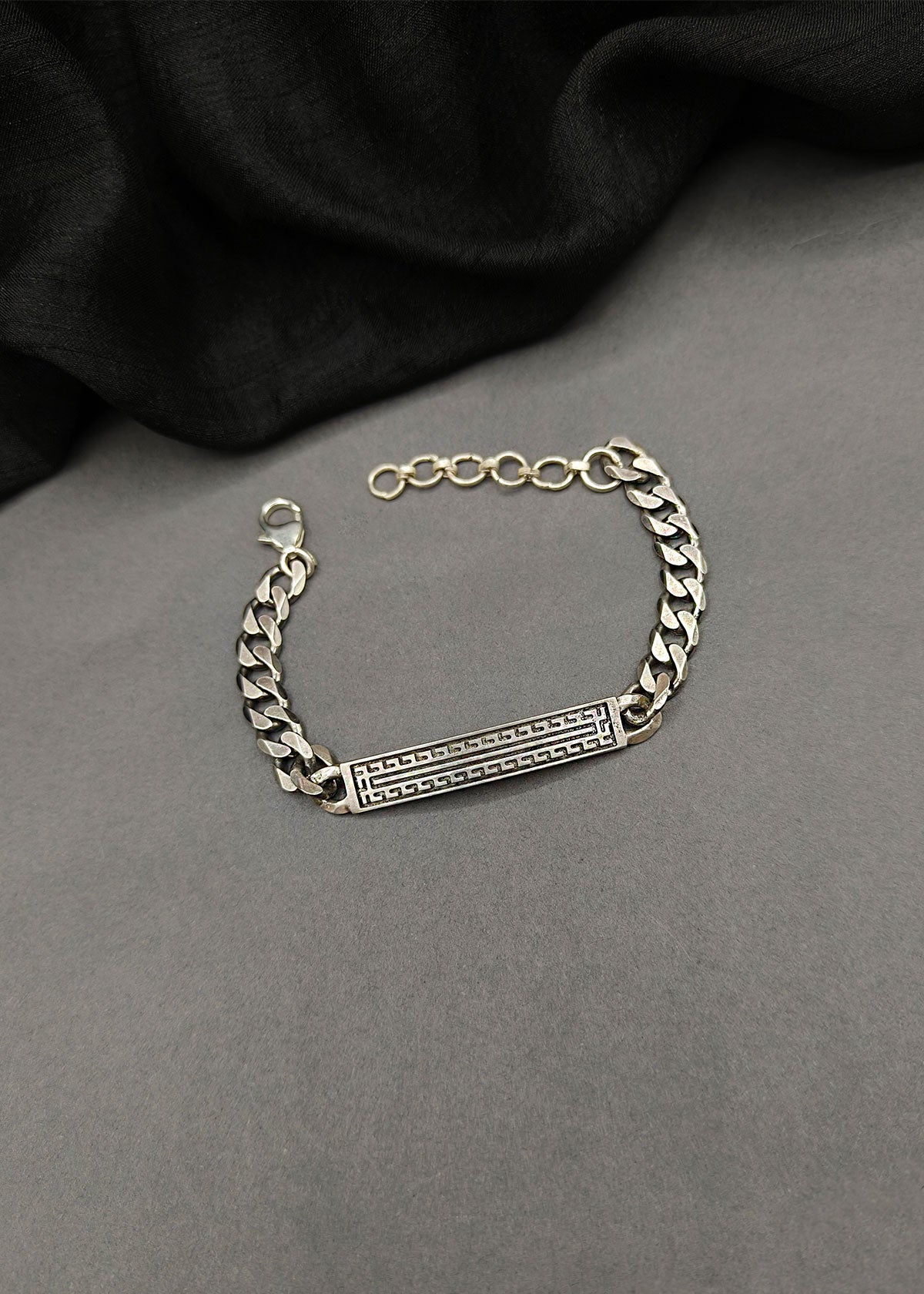 Greek Classic 92.5 Silver Curb Chain ID Men's Loose Bracelet