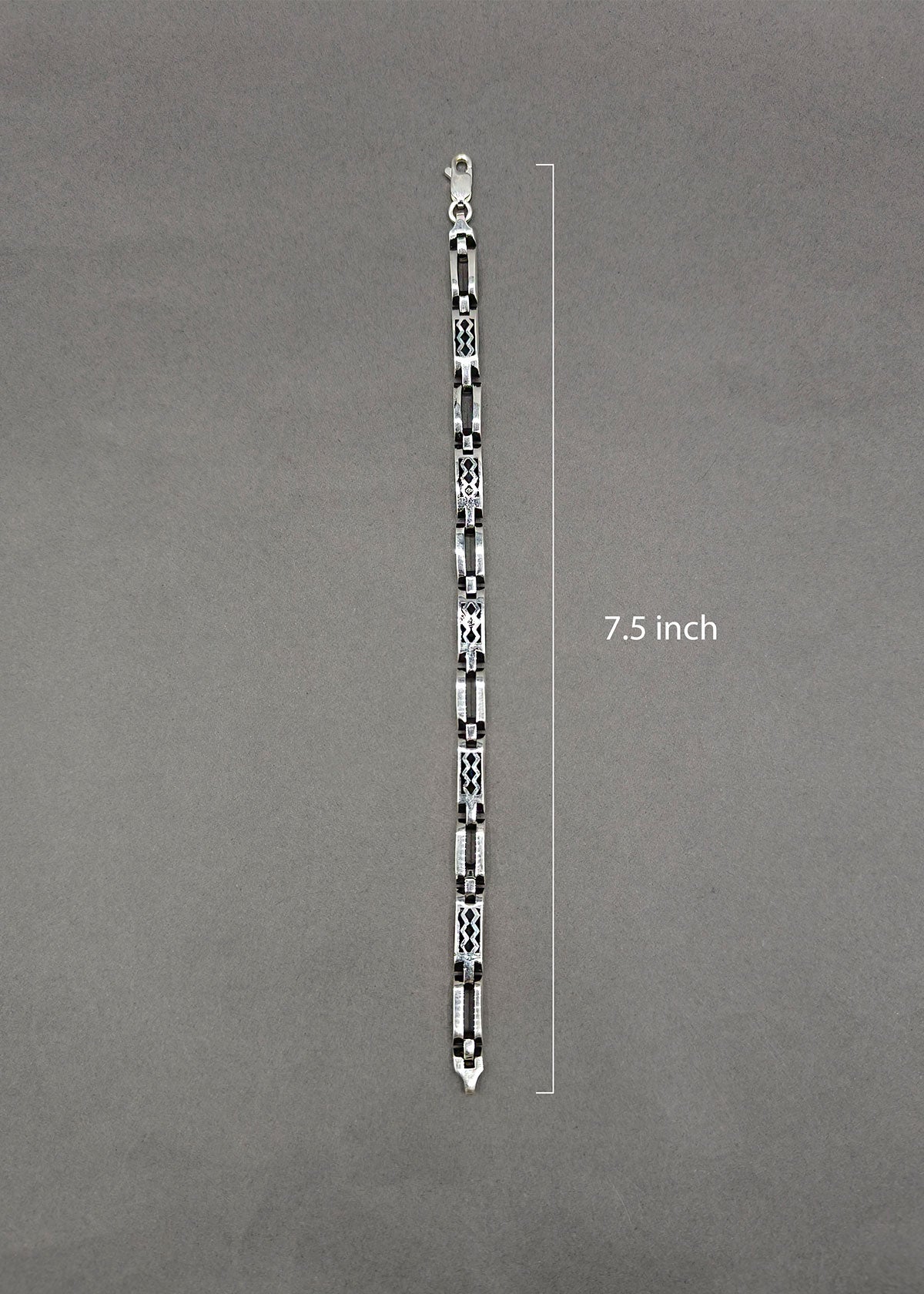 Mystic Weave Bold Patterned Silver Bracelet For Men