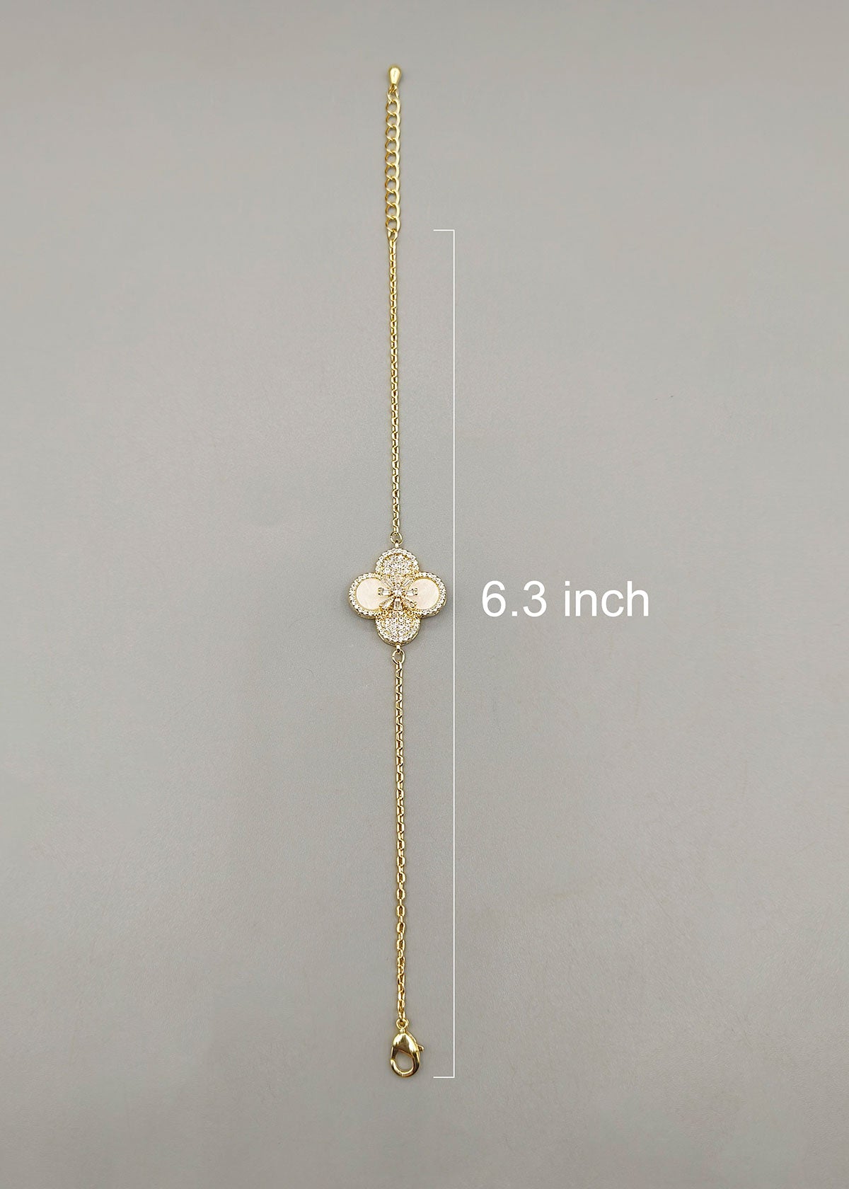 Elegant Mother of Pearl Cubic Zircon Floral Delicate Loose Bracelet