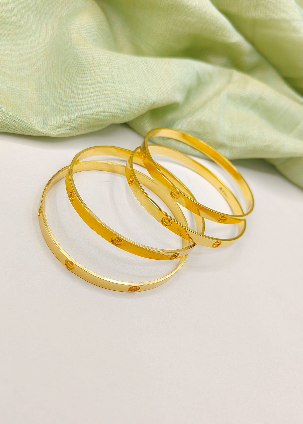 1 Gram Gold Latest Design Kada Style Gold-Plated Bangles (4Pcs)