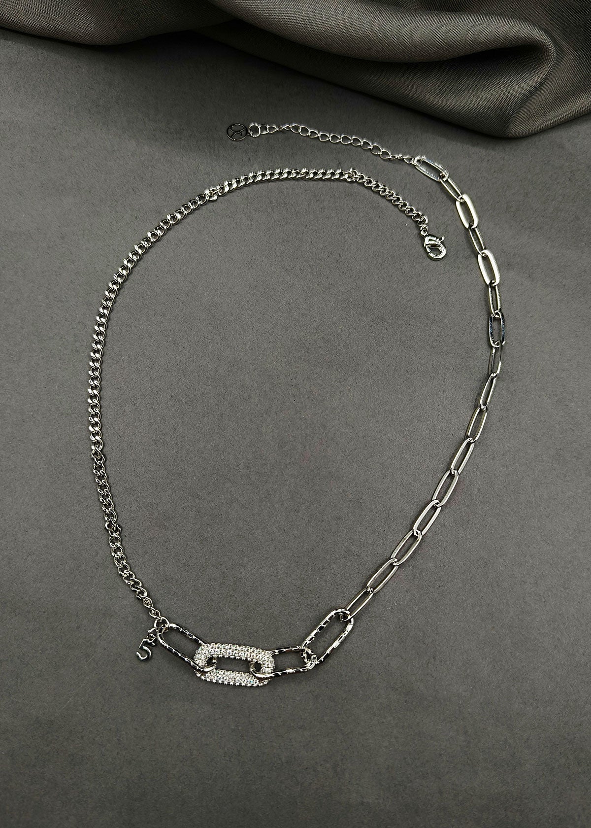 Statement Link Delicate Cubic Zircon Chain Pendant Set