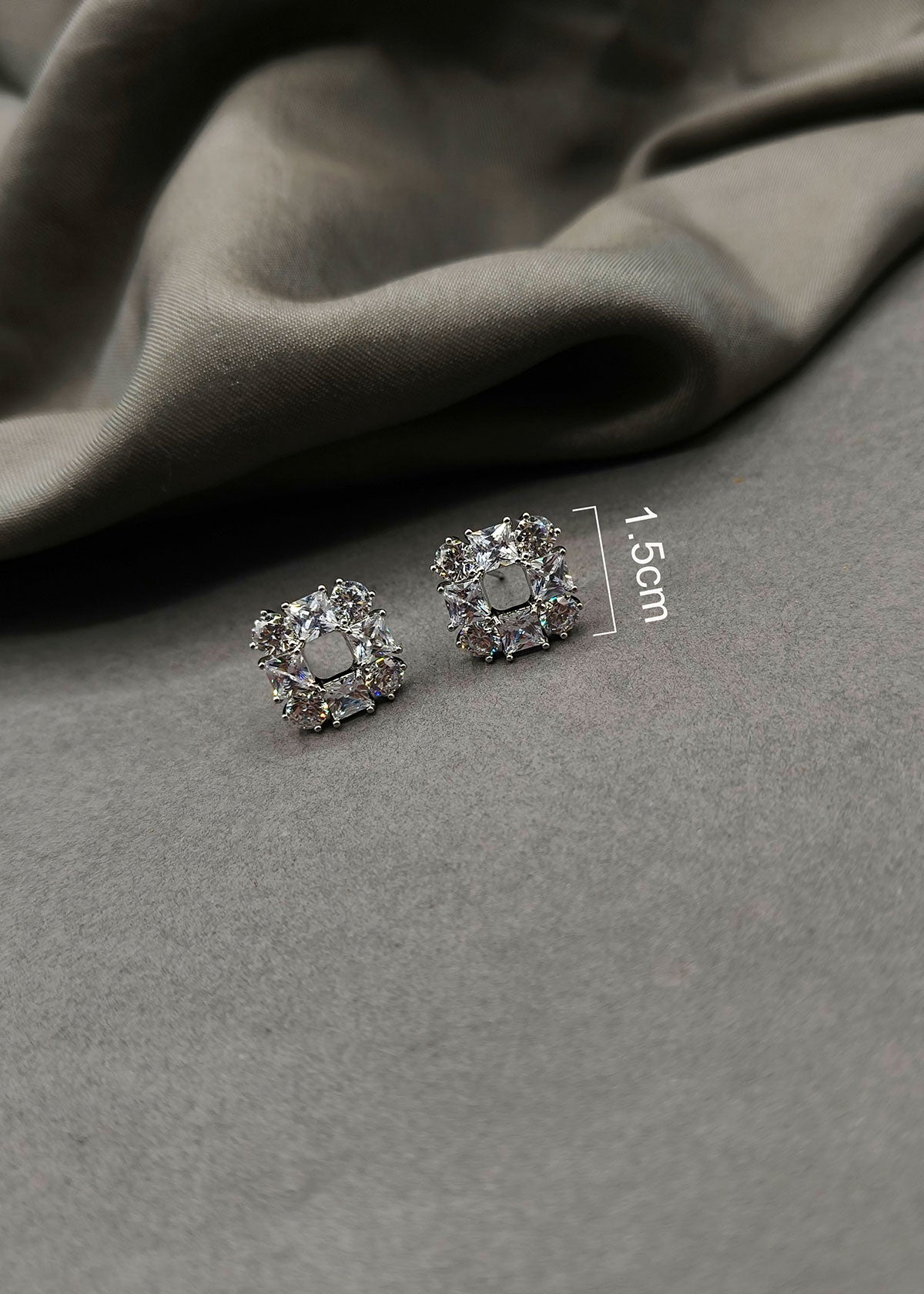 Cubic Zircon Crystal Square Elegance Delicate Pendant Set
