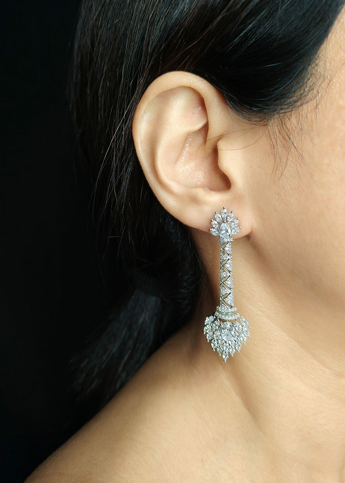 Radiant Collar Design Cubic Zircon With Marquise Stone Gold And Silver Plated Western Stiff Hasli Necklace Set