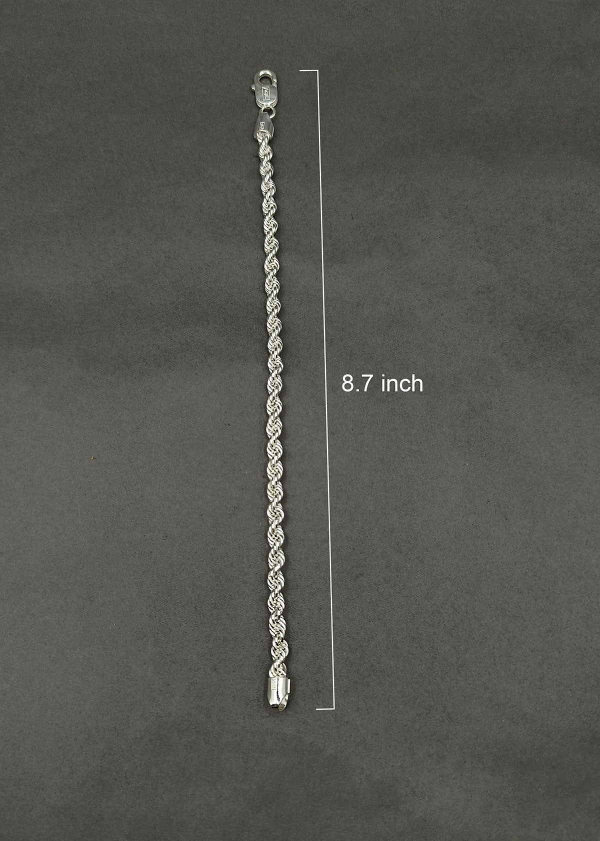 92.5 Sterling Silver Rope Style Men Loose Bracelet