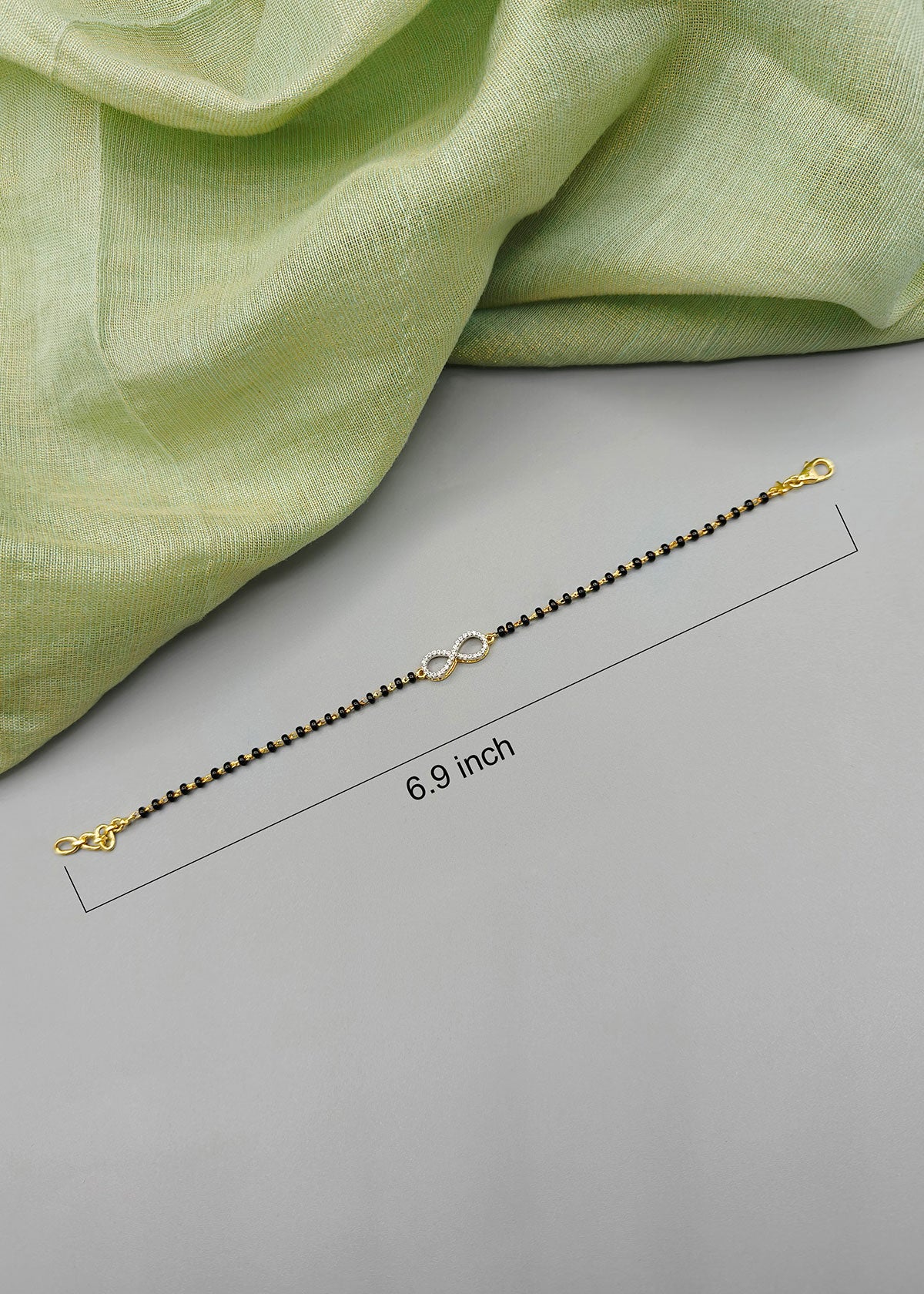 92.5 Sterling Silver Infinity Designer Diamond Adjustable Mangalsutra Loose Bracelet