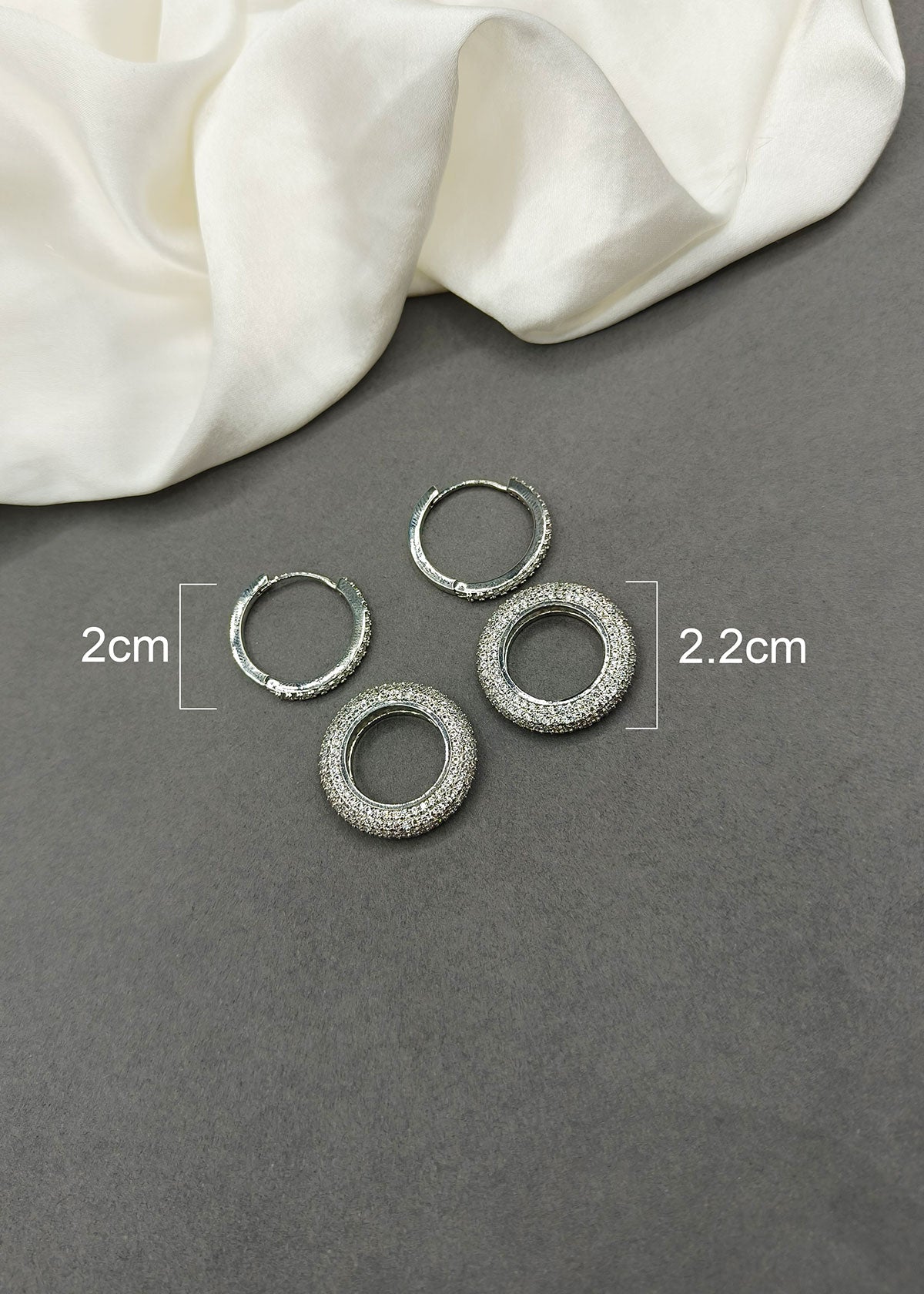Silver Plated Round Design Diamond Detachable Bali Earring For Women